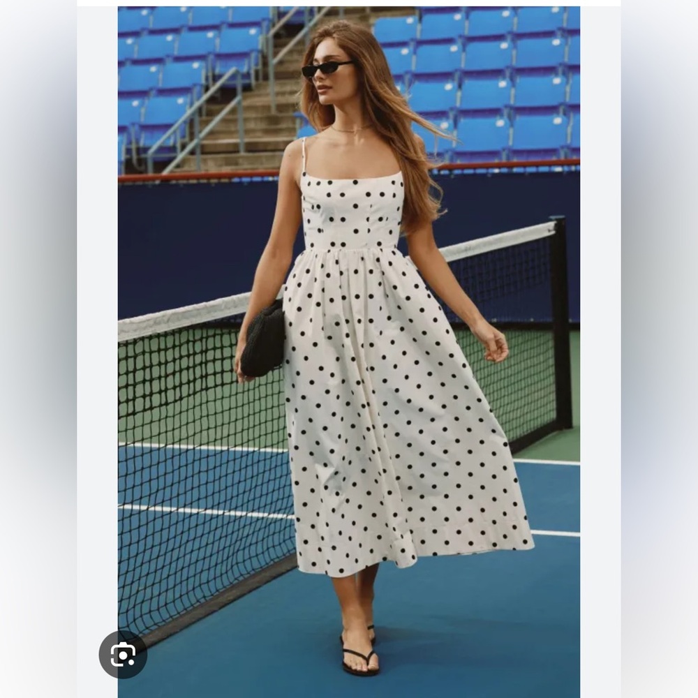 Polka Dot Bustier Poplin Maxi Dress- Dynamite brand